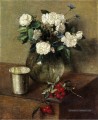 Roses blanches et cerises peintre de fleurs Henri Fantin Latour
